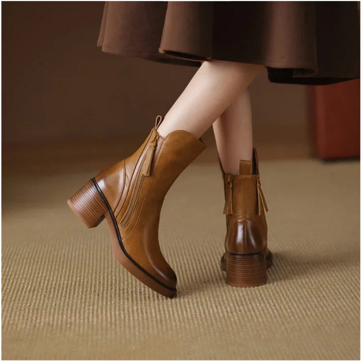 KORRA - LEATHER ZIP ANKLE BOOTS