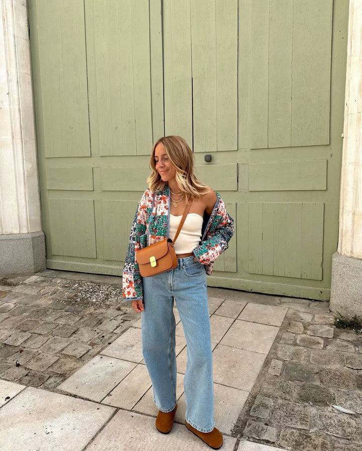 Chaqueta acolchada de patchwork boho