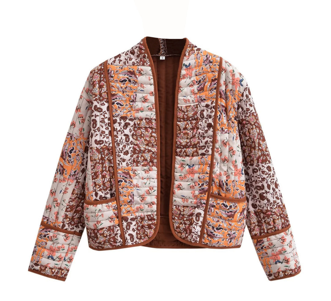 Chaqueta acolchada de patchwork boho