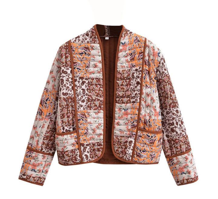 Chaqueta acolchada de patchwork boho