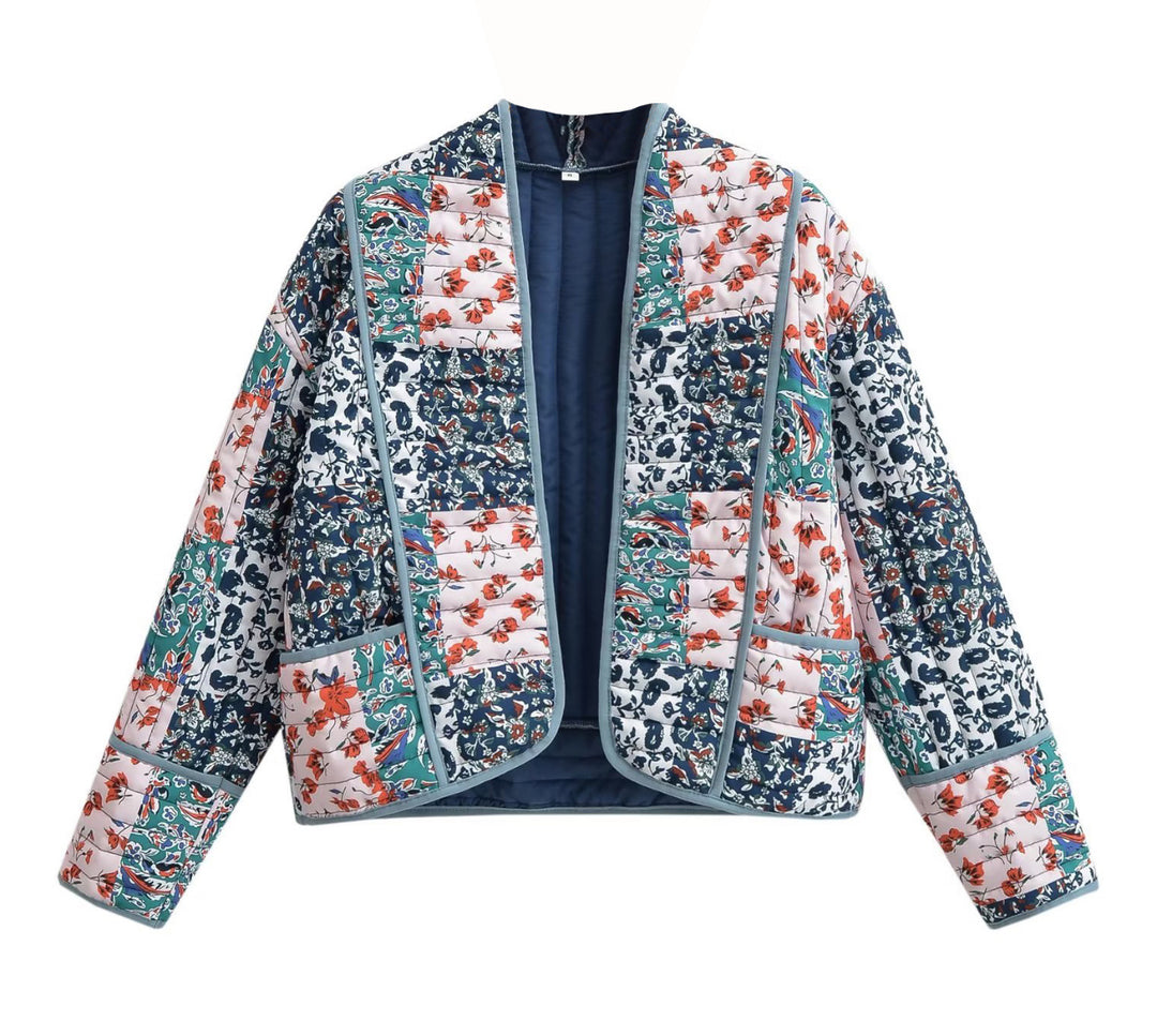 Chaqueta acolchada de patchwork boho