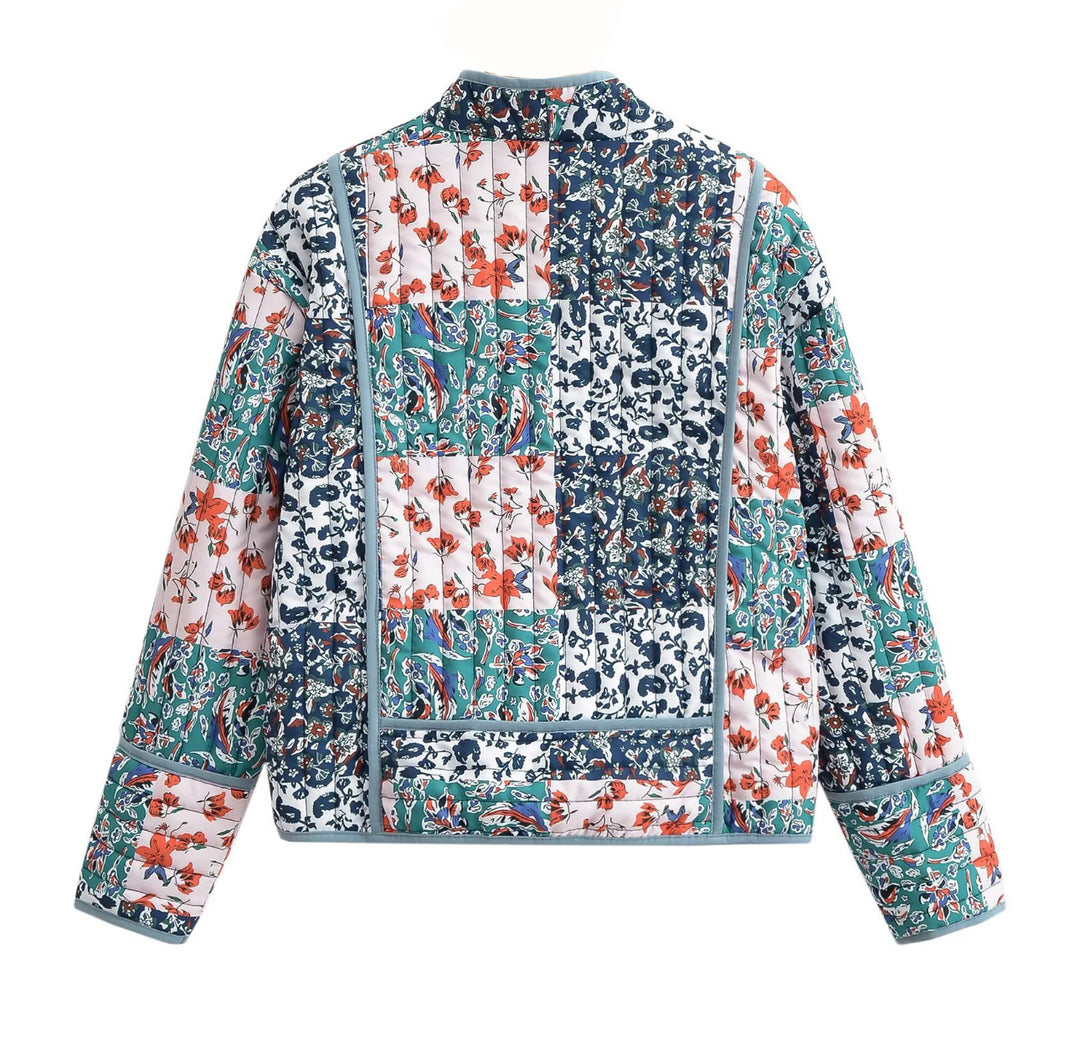 Chaqueta acolchada de patchwork boho