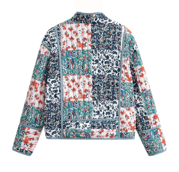 Chaqueta acolchada de patchwork boho