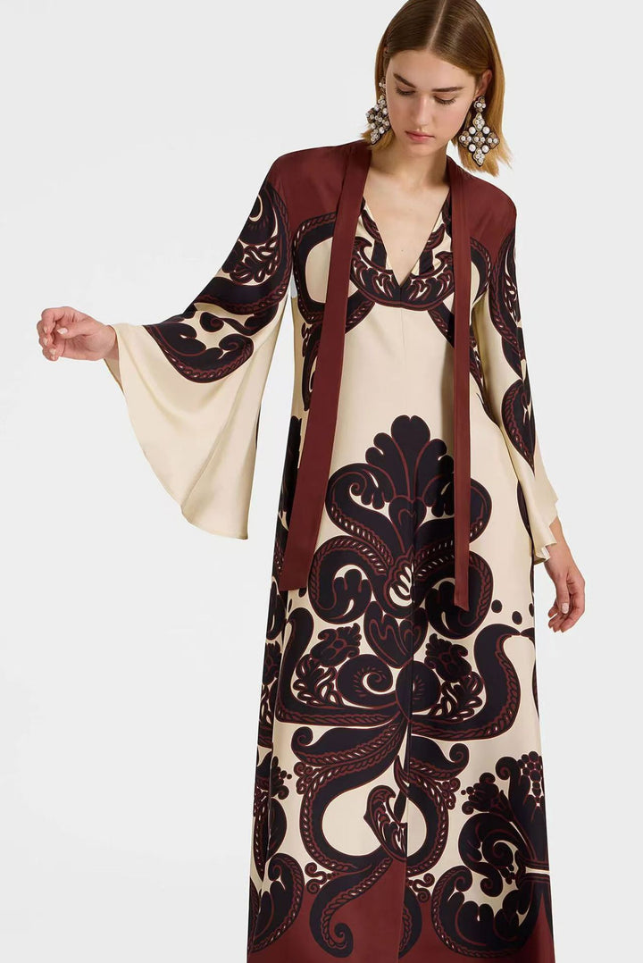 GRENADILLA PRINT SATIN DRESS