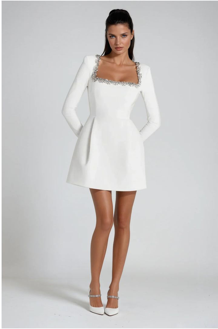 JOSIE - EMBELLISHED VELVET MINI DRESS