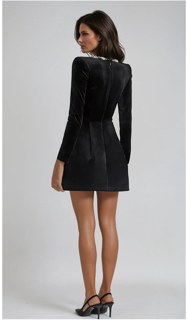 JOSIE - EMBELLISHED VELVET MINI DRESS