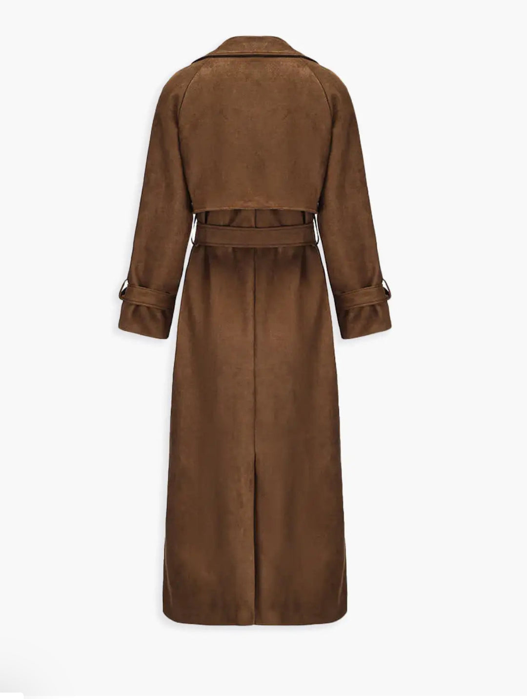 ELEGANT FAUX SUEDE BELTED TRENCH