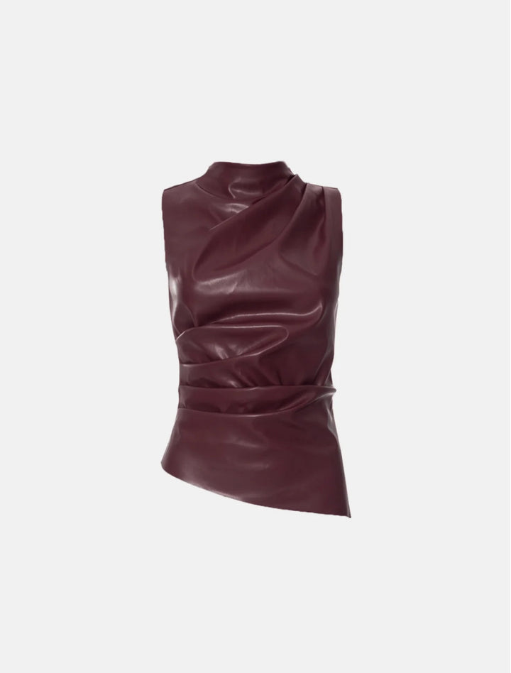 SCULPTED FAUX LEATHER SLEEVELESS TOP