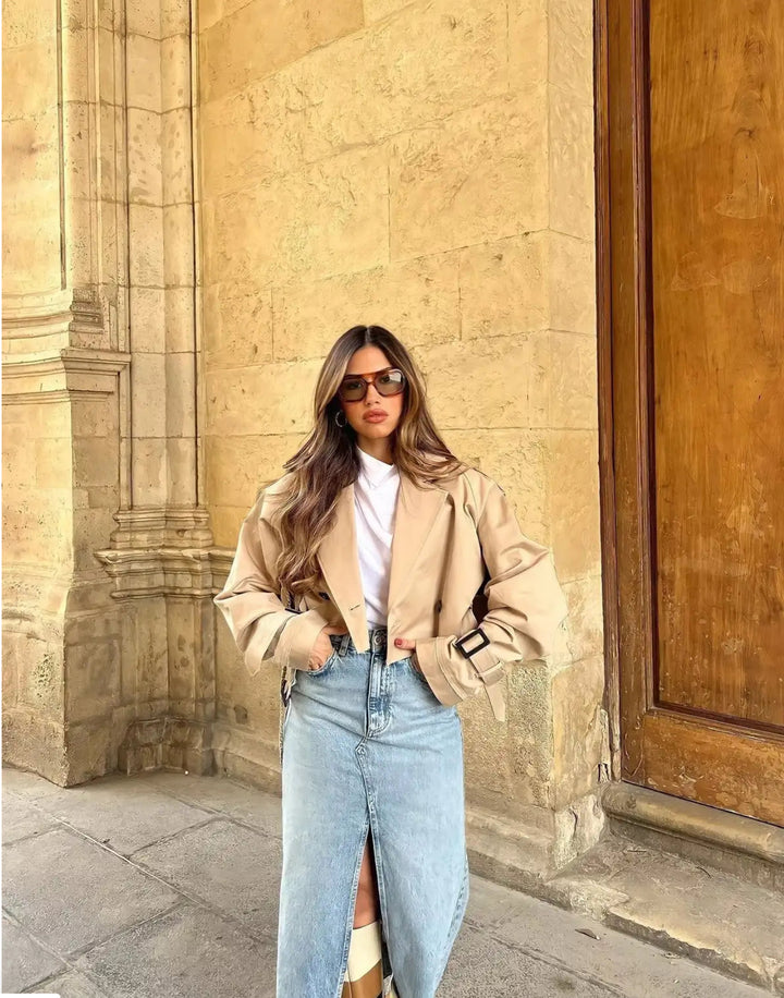 CLASSIC CROPPED TRENCH COAT
