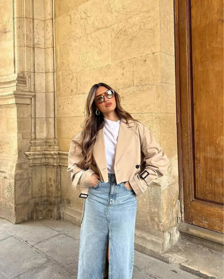CLASSIC CROPPED TRENCH COAT