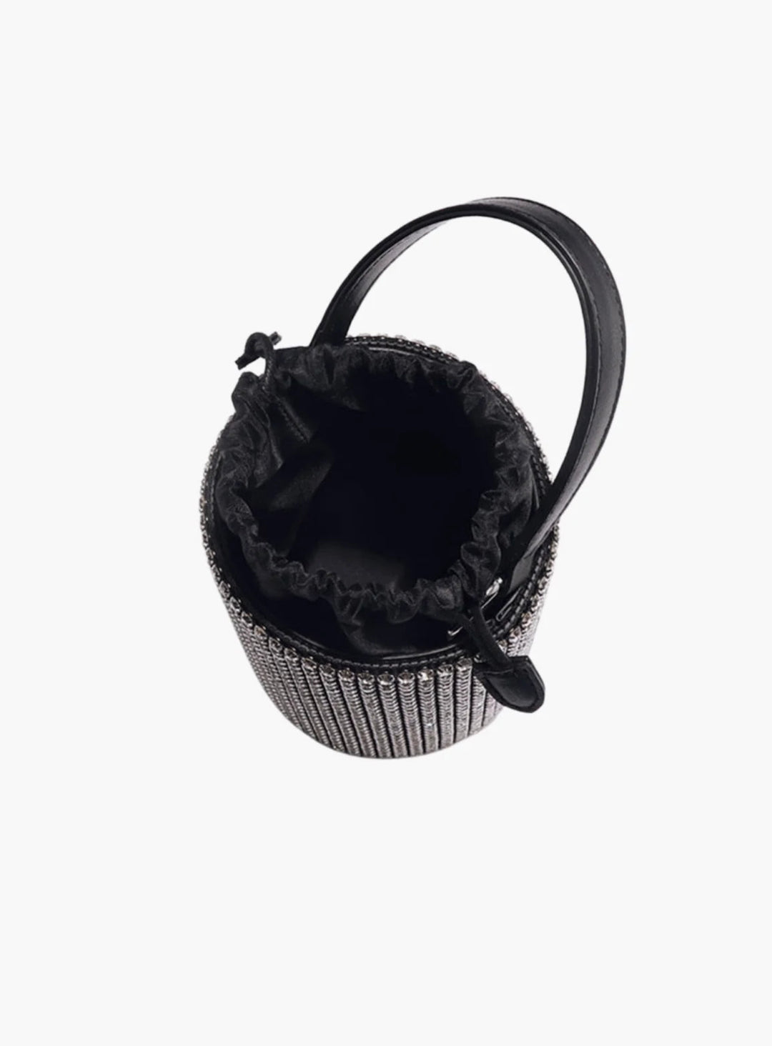 GLAMOROUS EVENING BUCKET BAG WITH RHINESTONE FINISH