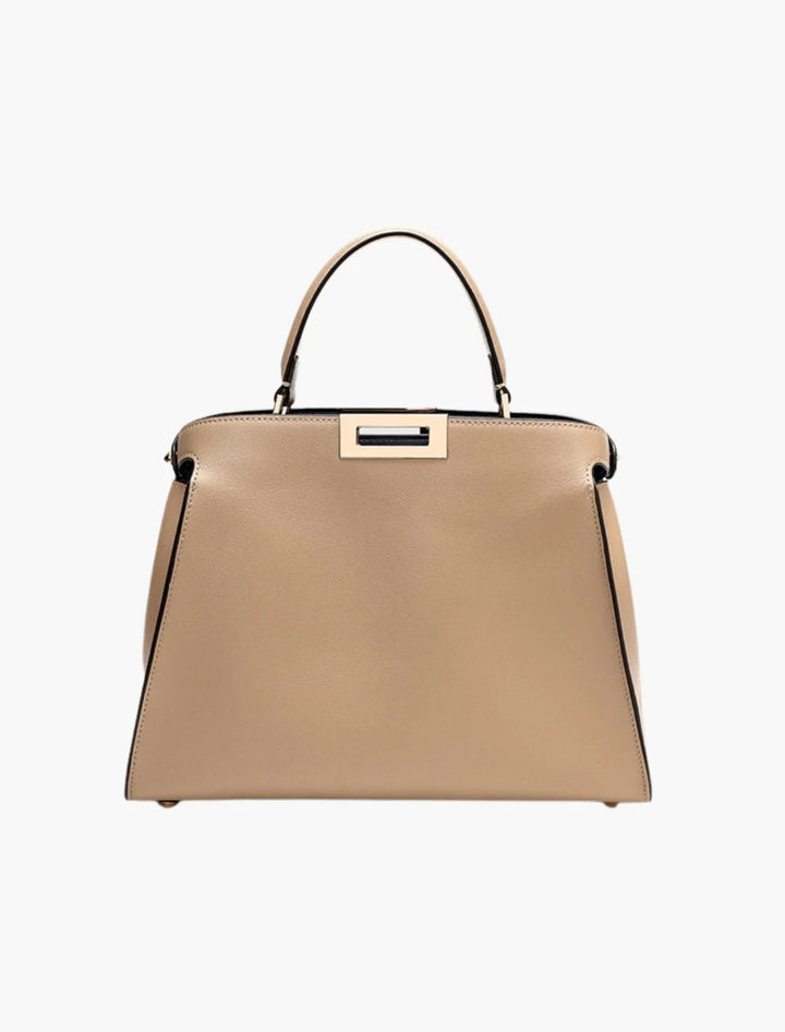 FAUX LEATHER SATCHEL WITH DUAL CARRYING OPTIONS