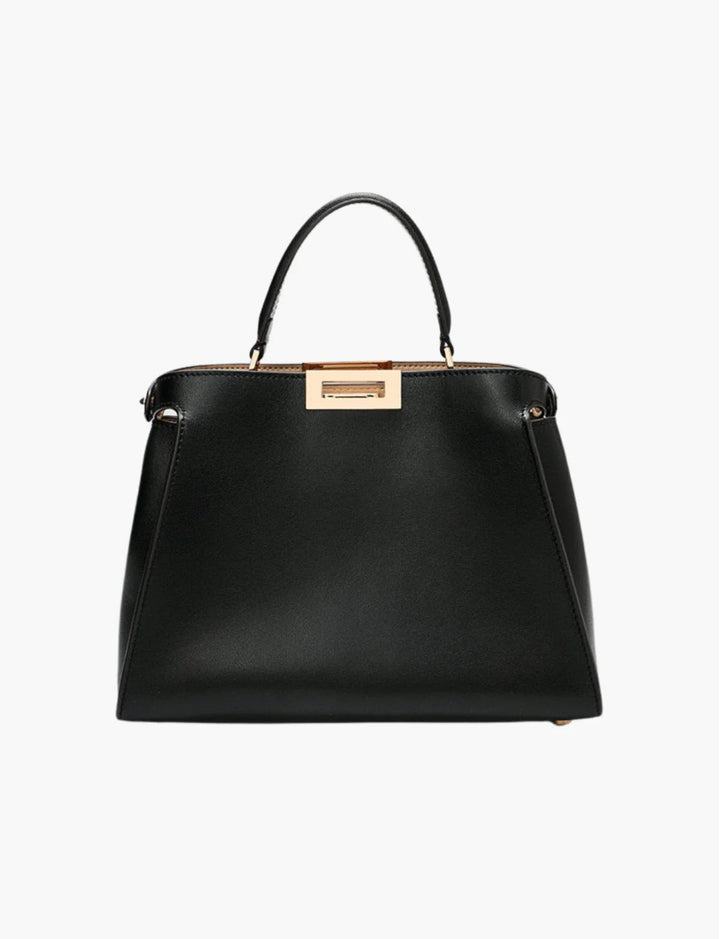 FAUX LEATHER SATCHEL WITH DUAL CARRYING OPTIONS