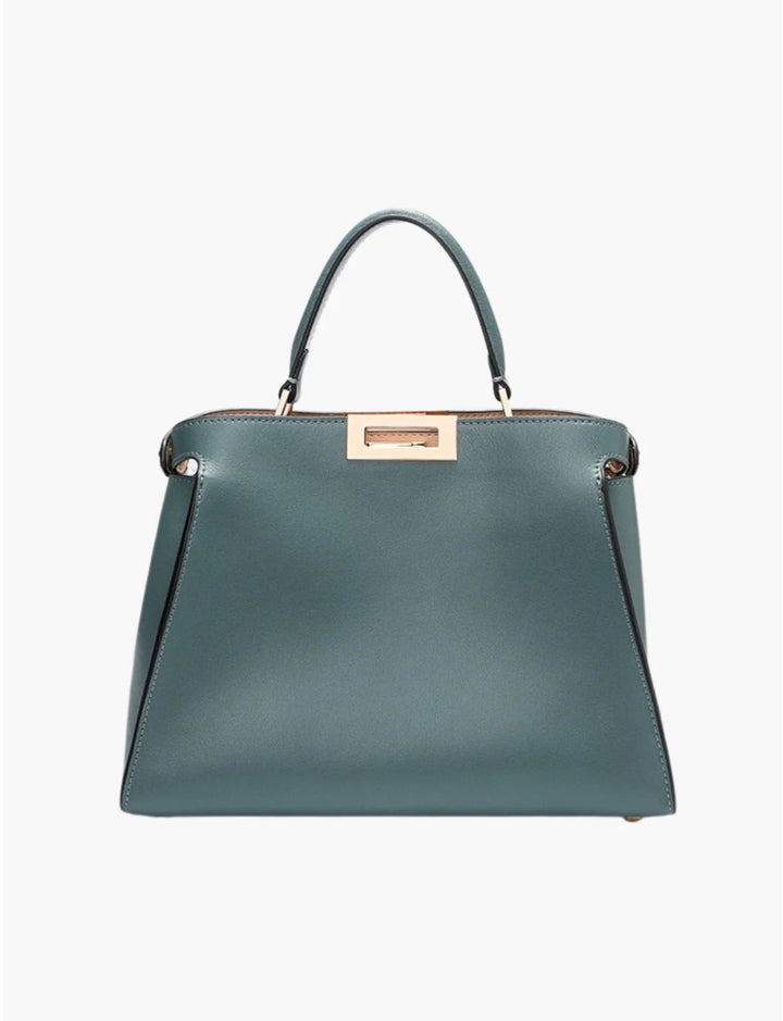 FAUX LEATHER SATCHEL WITH DUAL CARRYING OPTIONS