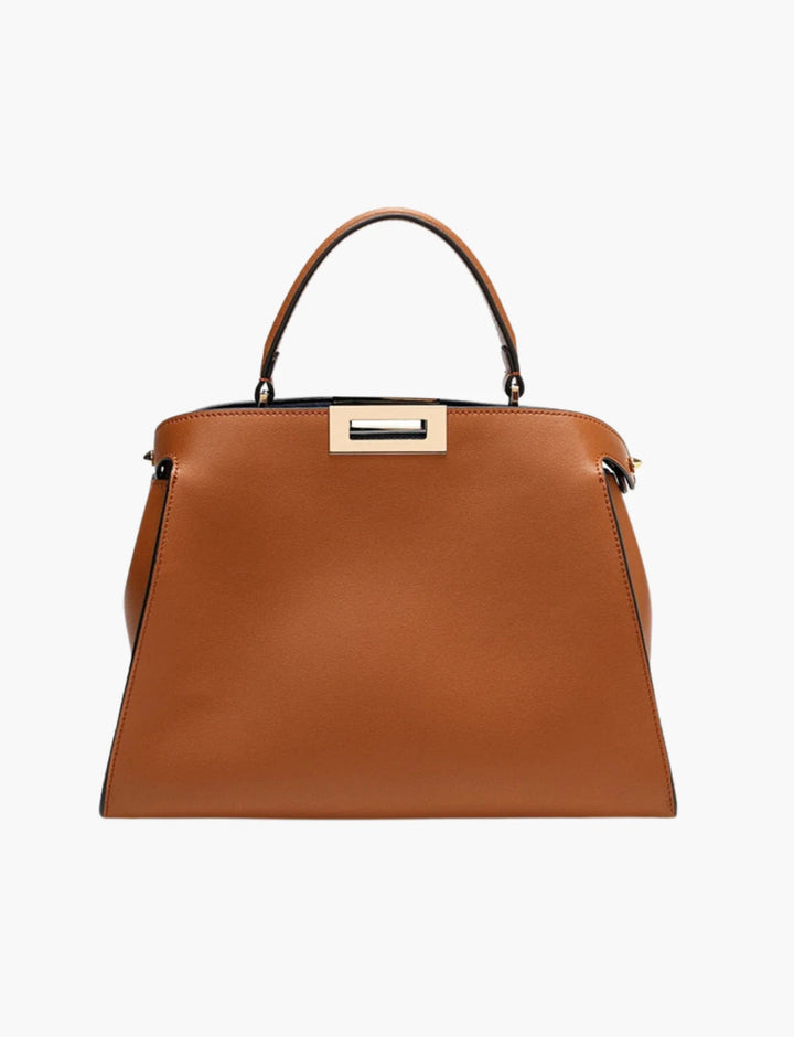 FAUX LEATHER SATCHEL WITH DUAL CARRYING OPTIONS