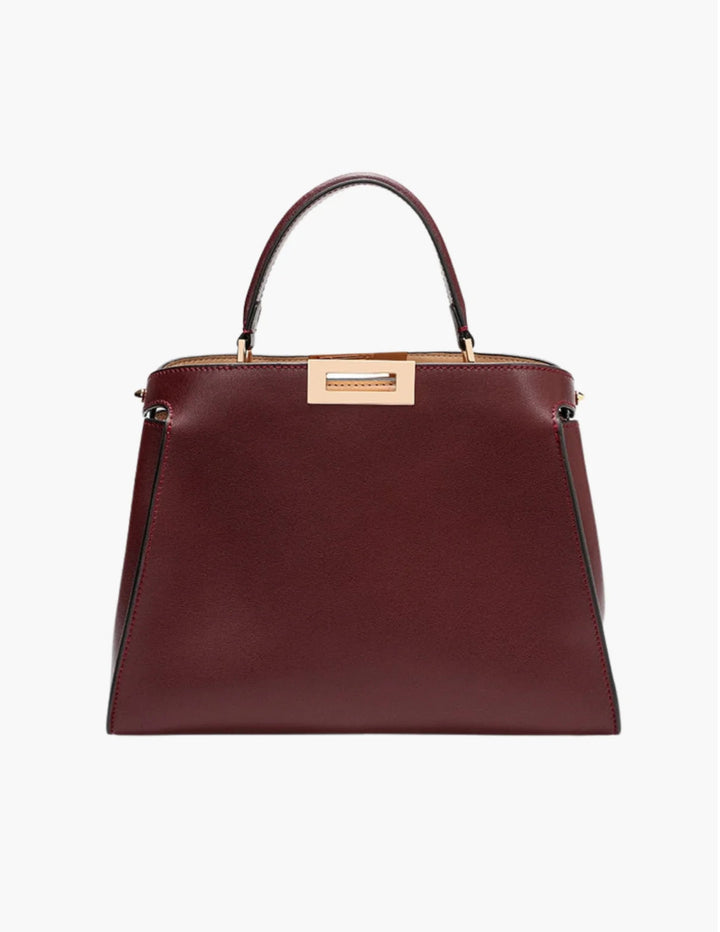 FAUX LEATHER SATCHEL WITH DUAL CARRYING OPTIONS