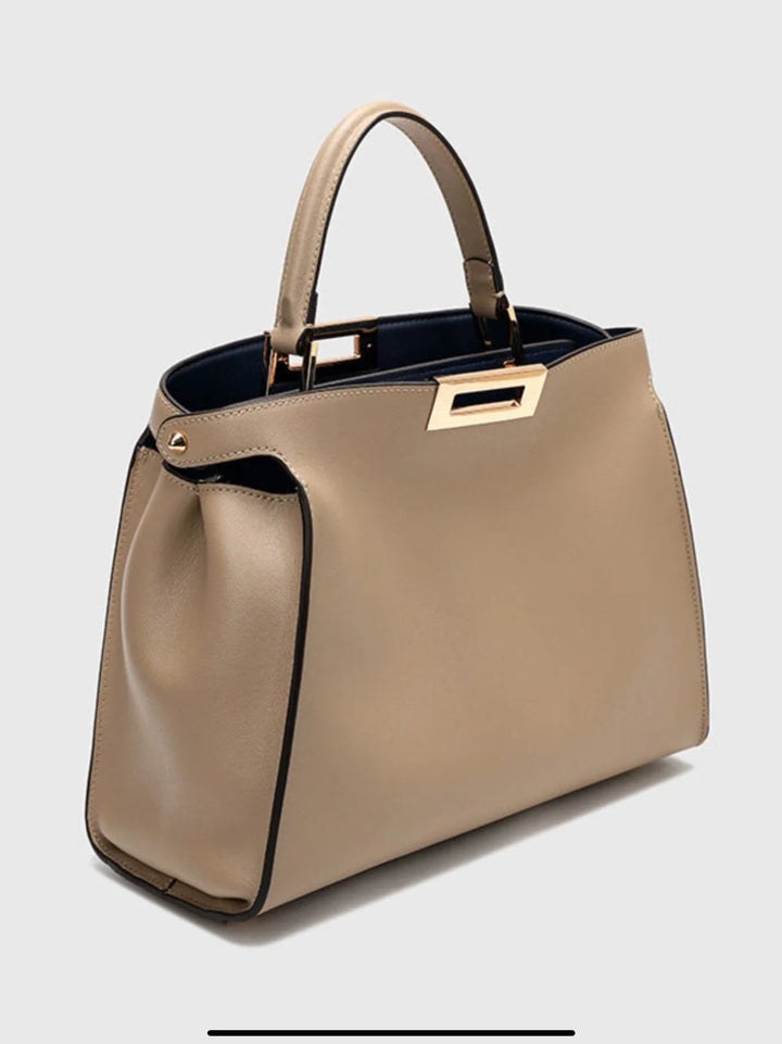 FAUX LEATHER SATCHEL WITH DUAL CARRYING OPTIONS