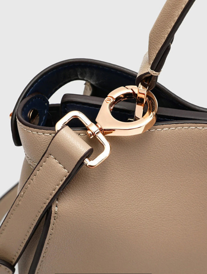 FAUX LEATHER SATCHEL WITH DUAL CARRYING OPTIONS