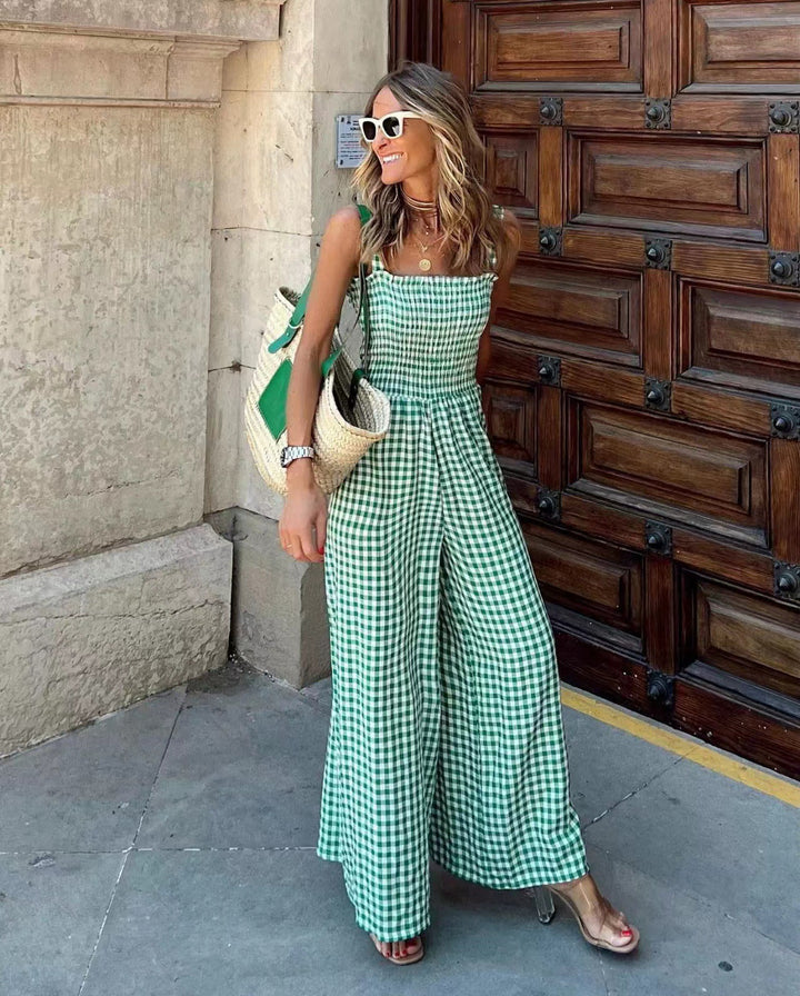 Savanna Gingham Smocked Jumpsuit