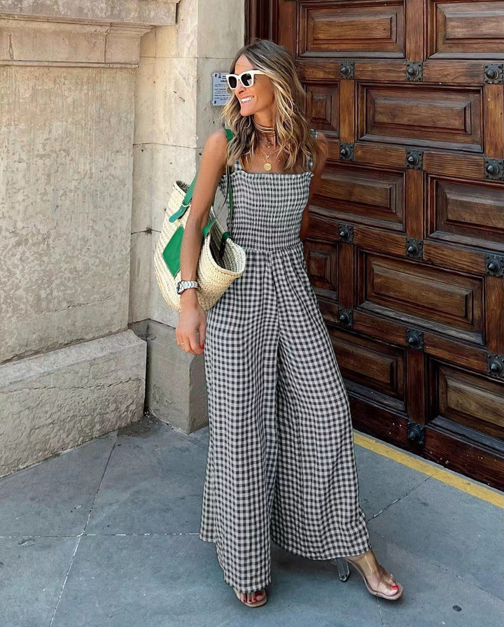 Savanna Gingham Smocked Jumpsuit
