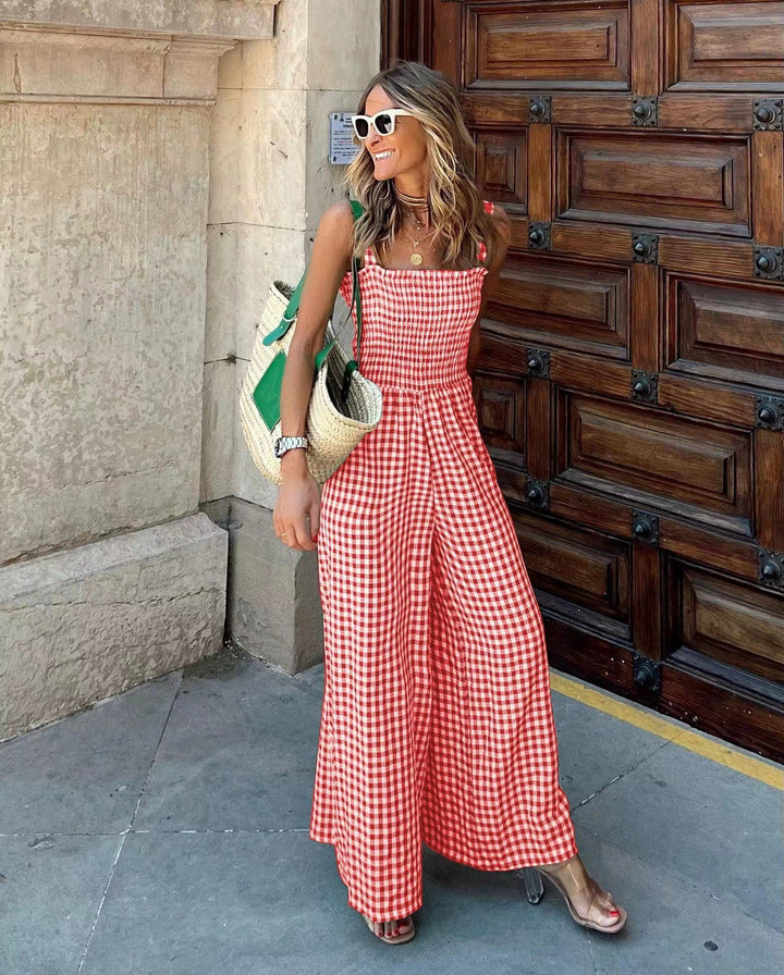Savanna Gingham Smocked Jumpsuit