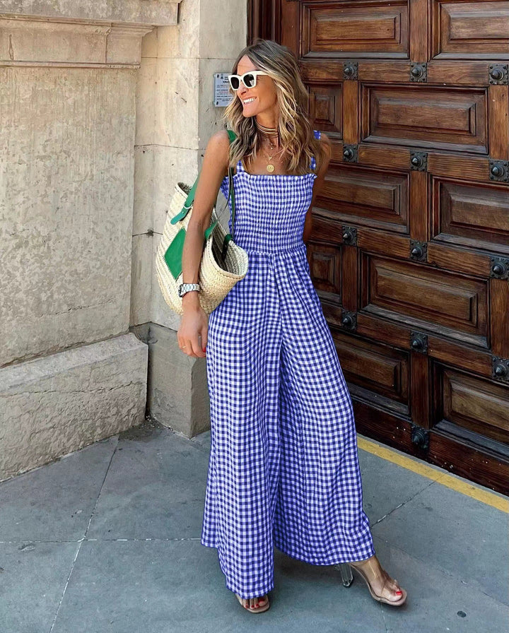 Savanna Gingham Smocked Jumpsuit