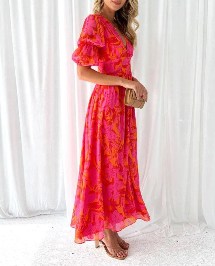 DERANA - ROSE RED MAXI DRESS