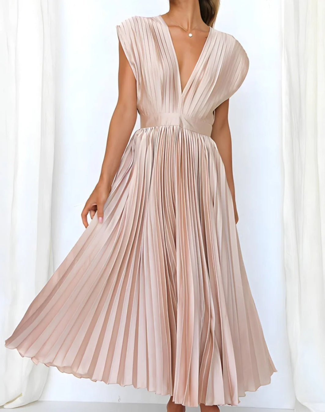 ELENA - SLEEVELESS PLEATED MIDI DRESS