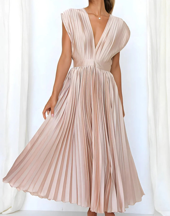 ELENA - SLEEVELESS PLEATED MIDI DRESS