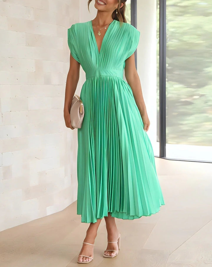 ELENA - SLEEVELESS PLEATED MIDI DRESS