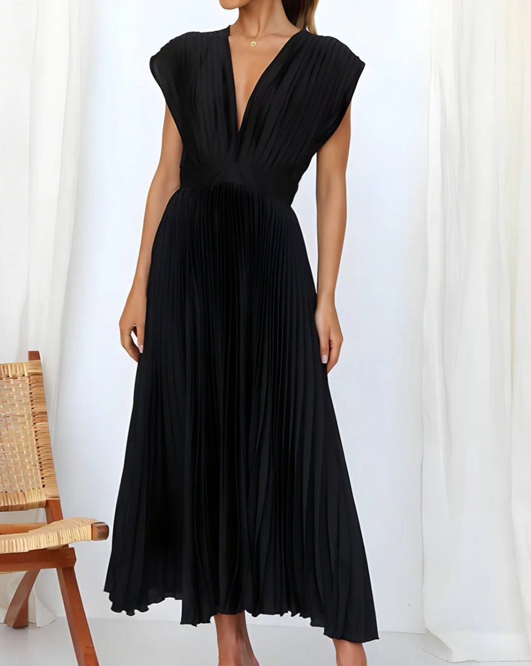 ELENA - SLEEVELESS PLEATED MIDI DRESS