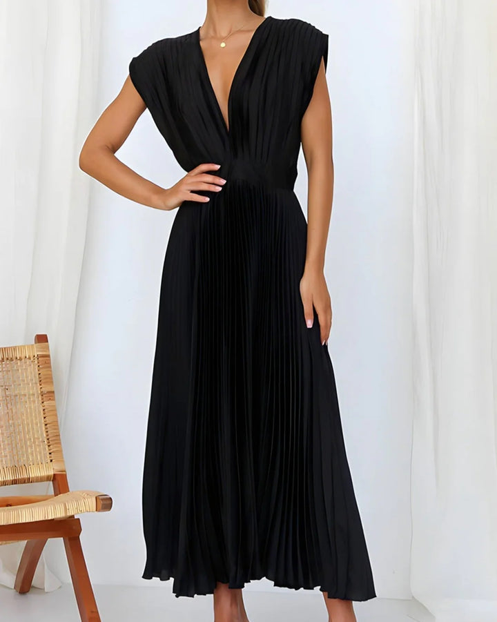 ELENA - SLEEVELESS PLEATED MIDI DRESS