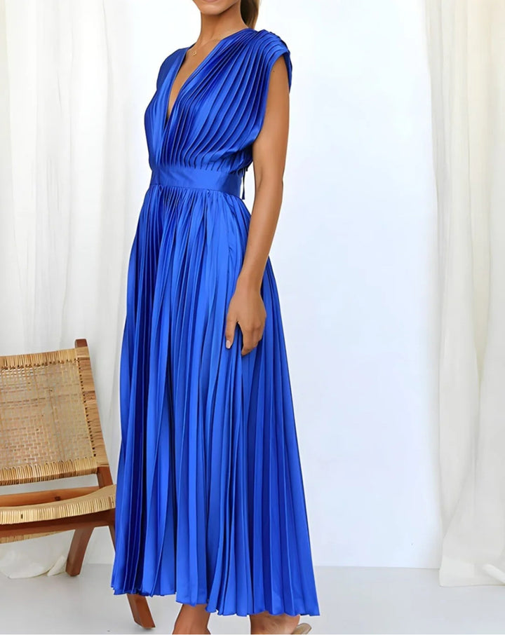 ELENA - SLEEVELESS PLEATED MIDI DRESS