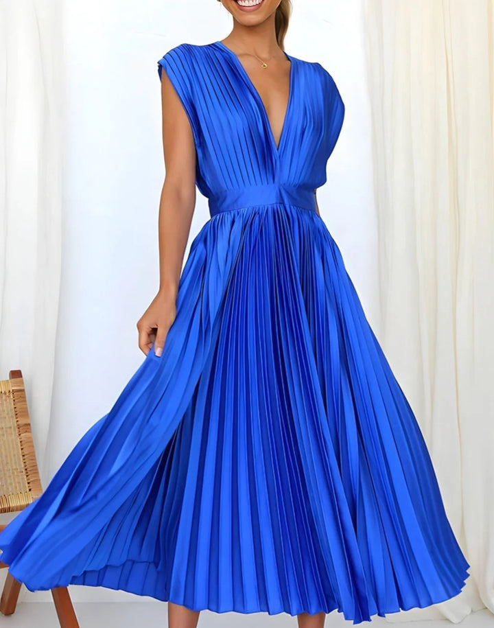 ELENA - SLEEVELESS PLEATED MIDI DRESS