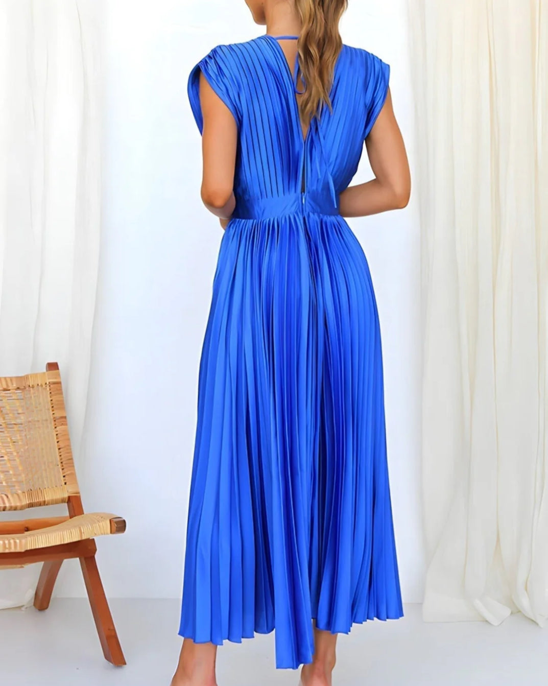 ELENA - SLEEVELESS PLEATED MIDI DRESS