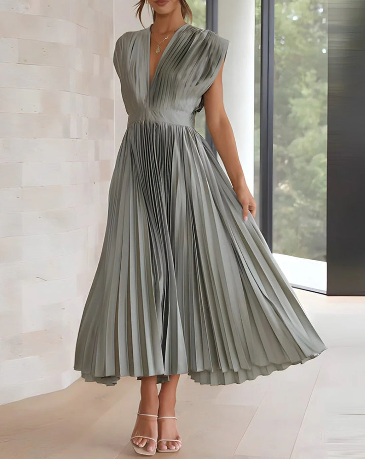 ELENA - SLEEVELESS PLEATED MIDI DRESS