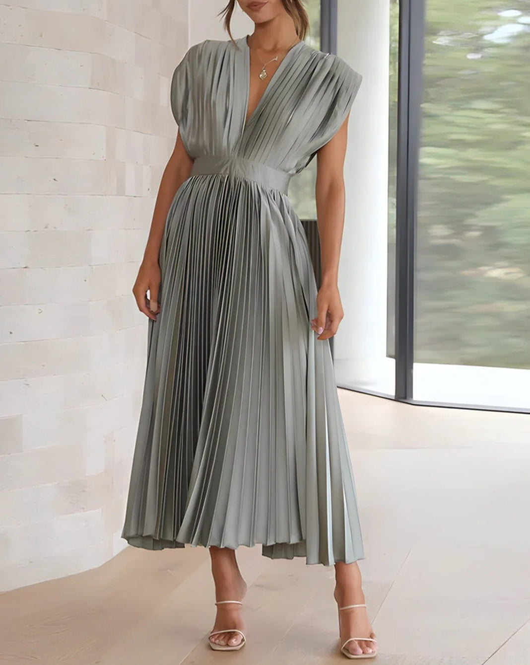 ELENA - SLEEVELESS PLEATED MIDI DRESS