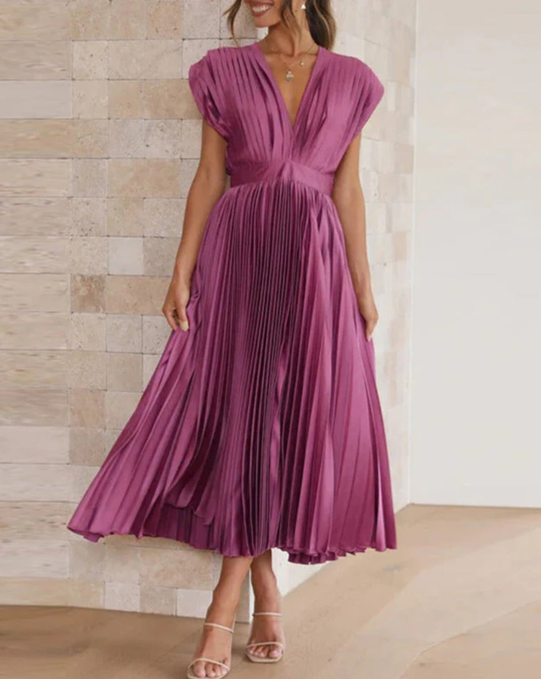 ELENA - SLEEVELESS PLEATED MIDI DRESS