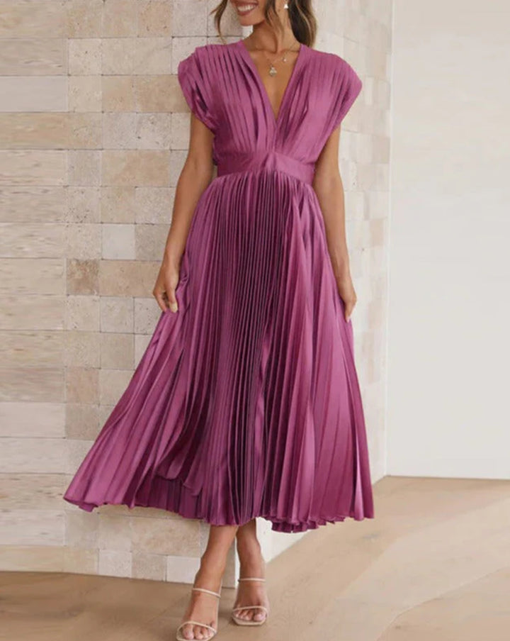 ELENA - SLEEVELESS PLEATED MIDI DRESS