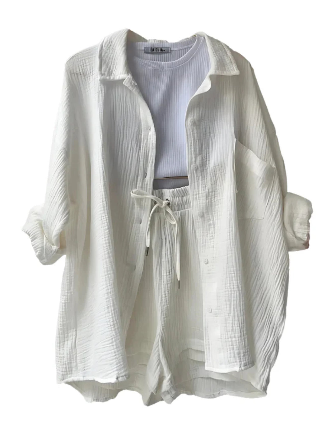 MAYLEE – TEXTURED BUTTON-UP SHORT SET