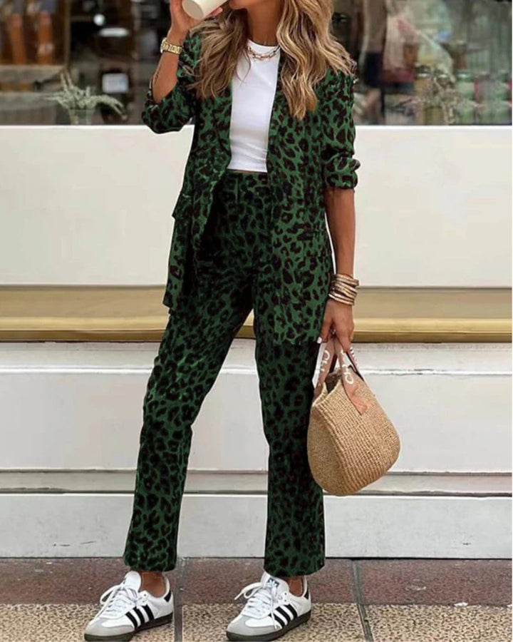 ARILA - LEOPARD PRINT SUIT & PANTS SET